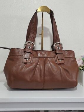 Coach Soho Hampton Pleated Brown Leather Satchel Shoulder Bag 🤎